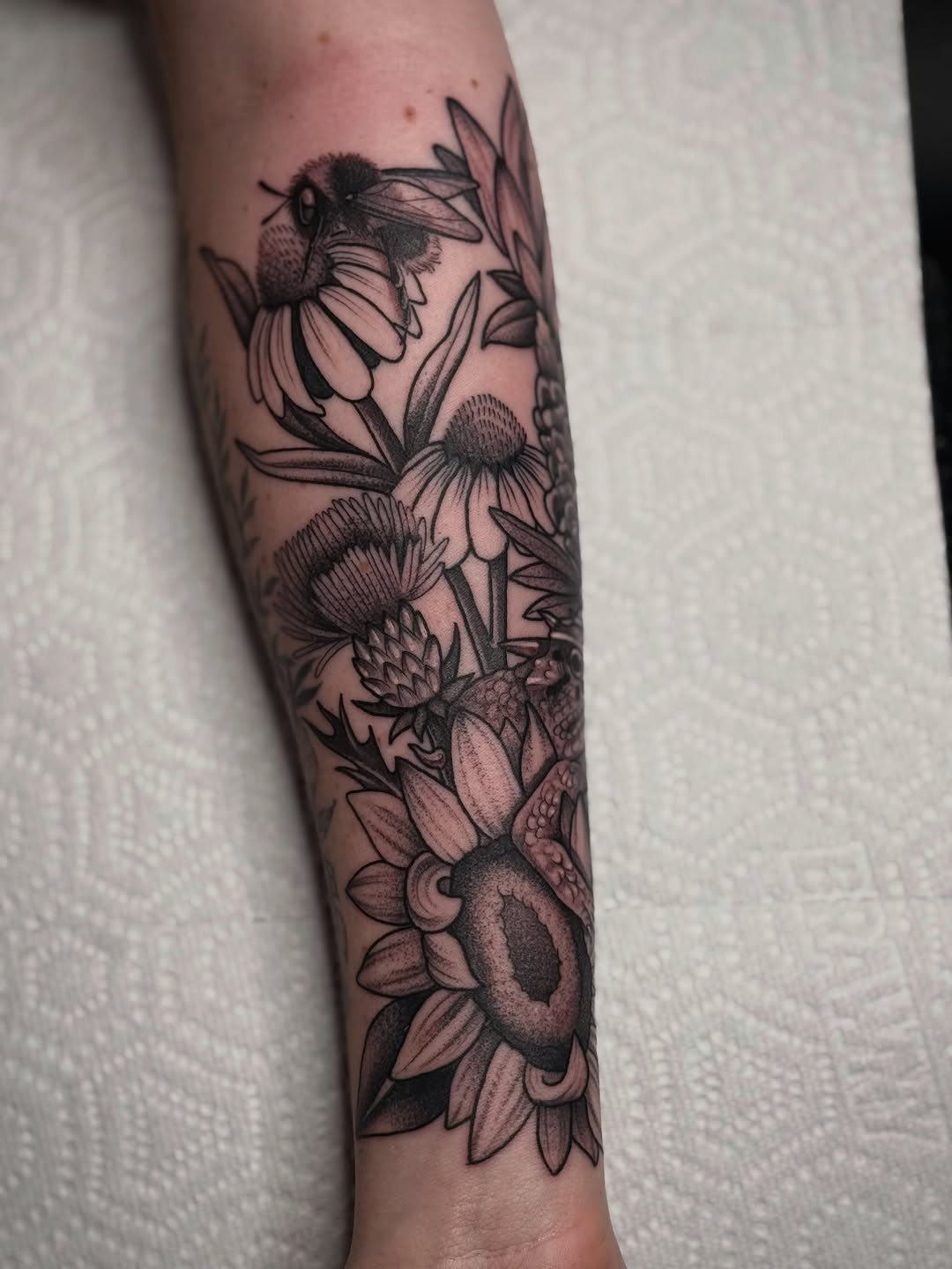 Tattoo by @sabotagedsiren — black_and_grey, illustrative