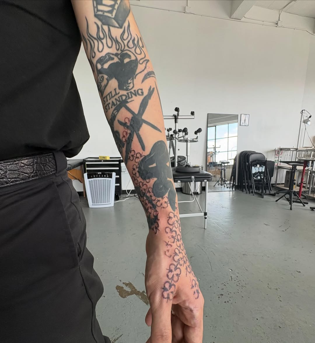 Tattoo by @spikecharms — blackwork, illustrative