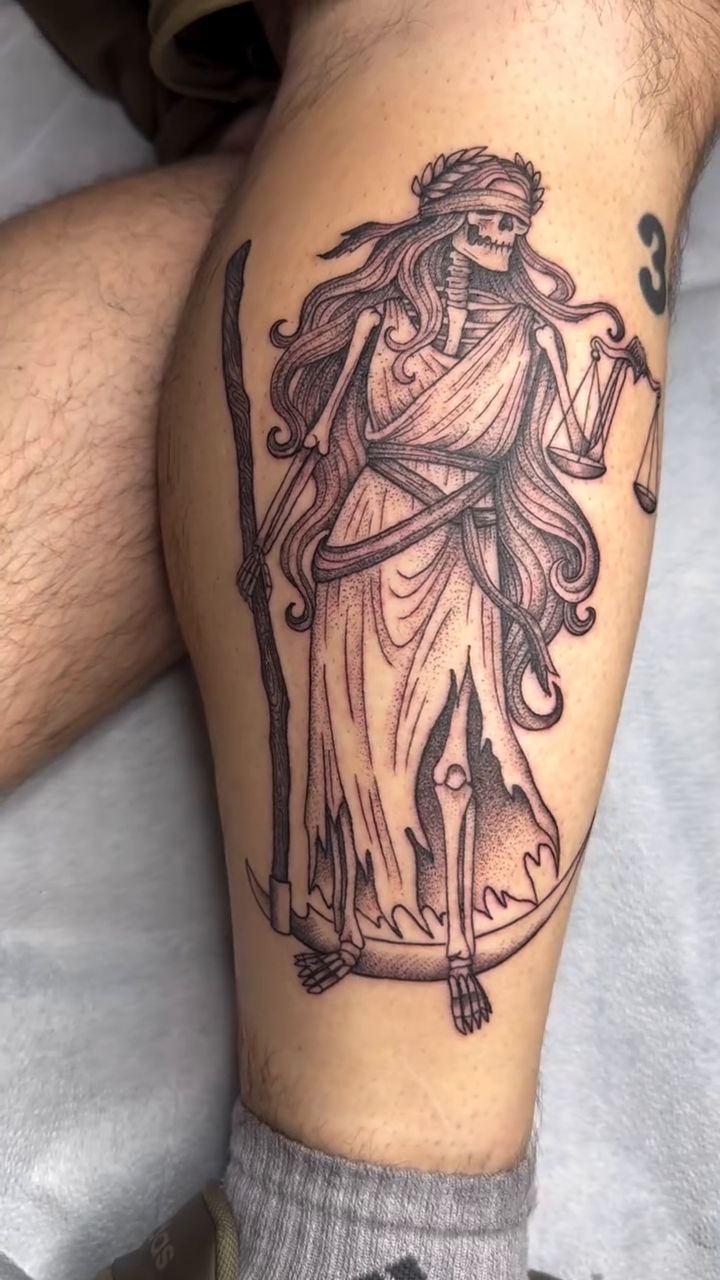 Tattoo by @breezytucker — black_and_grey, illustrative