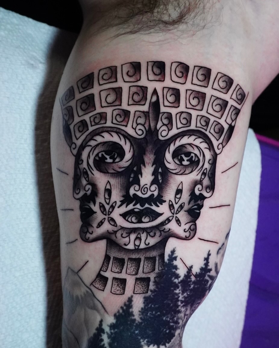 Tattoo by @kaliirisart — blackwork, dotwork
