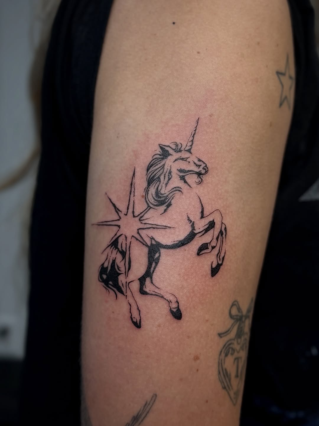 Tattoo by @tinkedtattoo — illustrative, black_and_grey