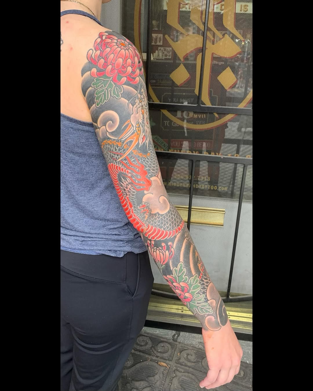 Tattoo by @m6o6i6 โ japanese_irezumi, black_and_grey