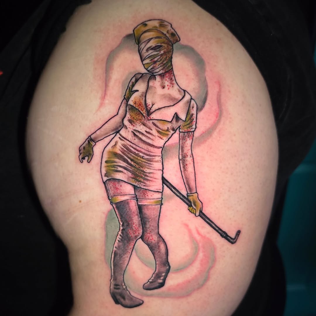 Tattoo by @ashweetattoo — dark_realism, trash_polka