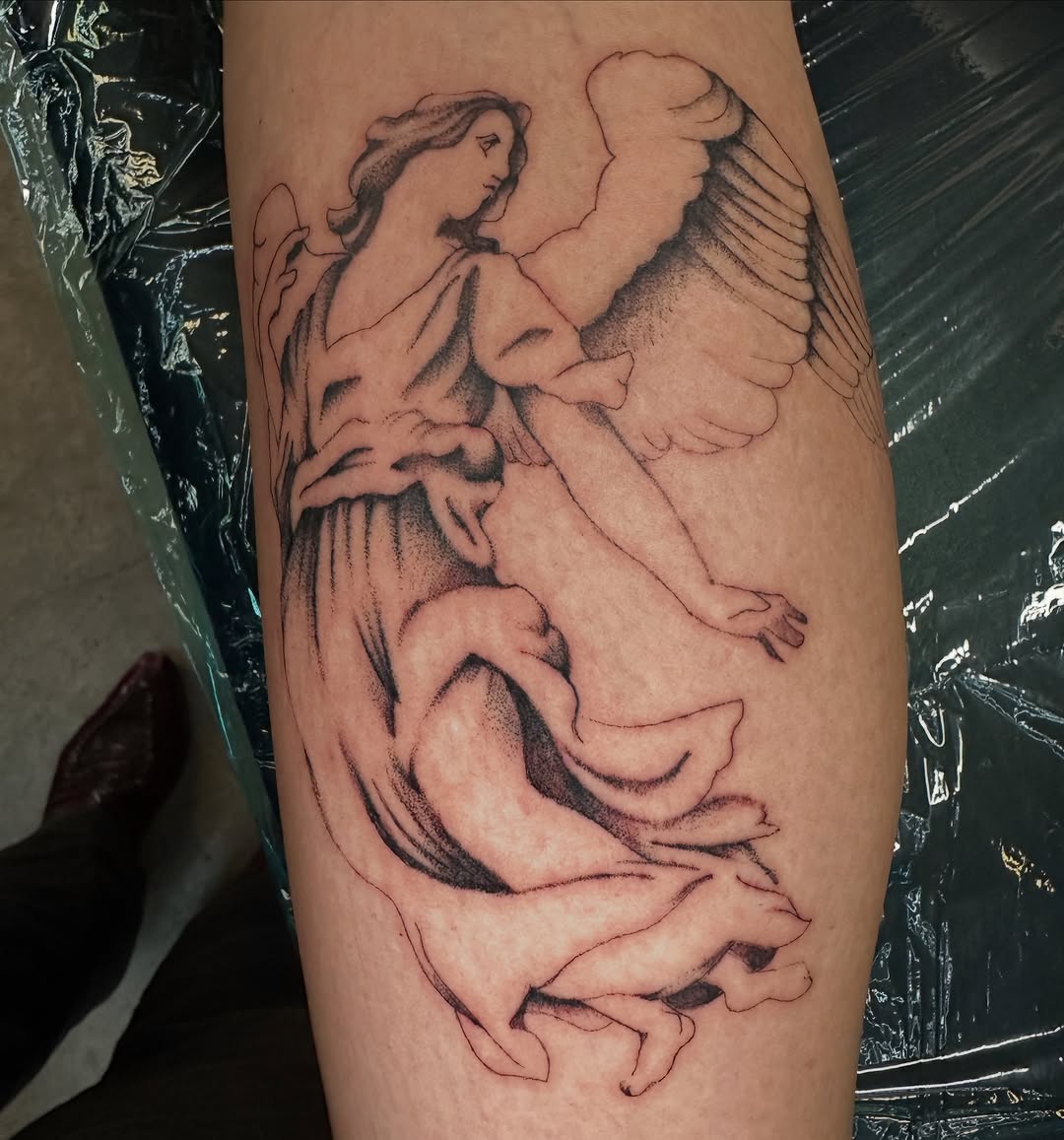 Tattoo by @thatguytattoos — black_and_grey, illustrative