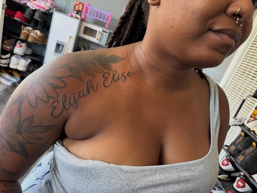Tattoo by @tattsbybris — lettering_script, black_and_grey