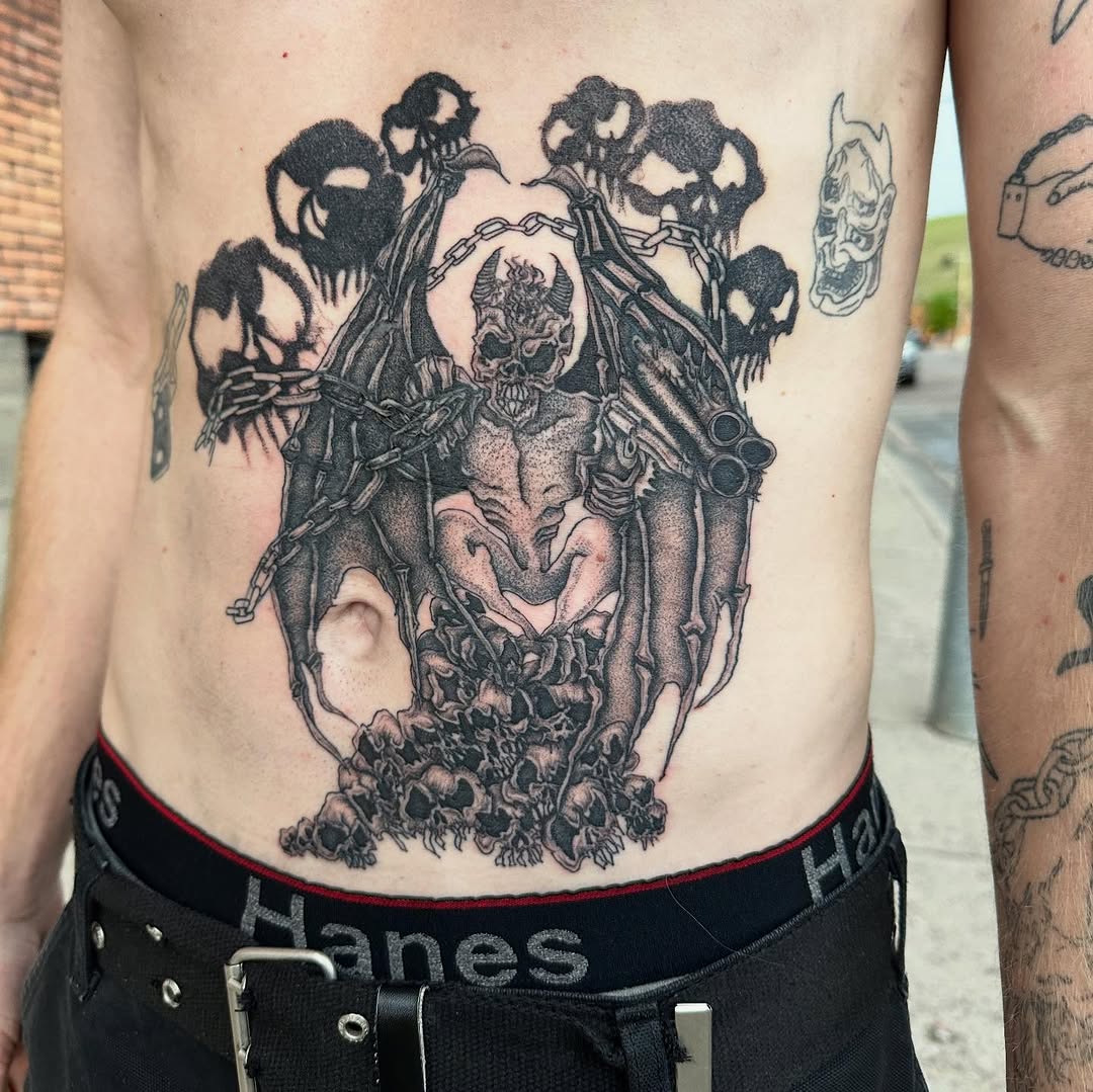 Tattoo by @madonna_the_slut — black_and_grey, dark_realism