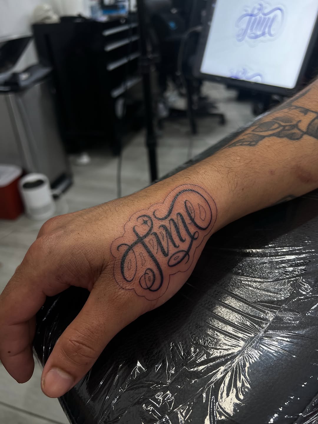 Tattoo by @blazingtatts โ lettering_script, illustrative