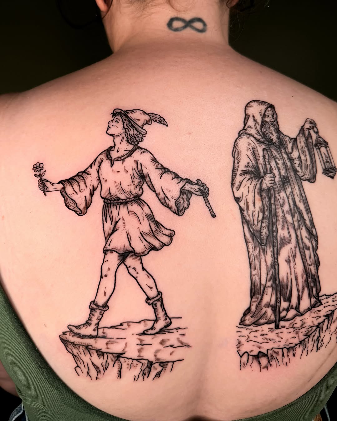 Tattoo by @faunawitchtattoo — illustrative, black_and_grey