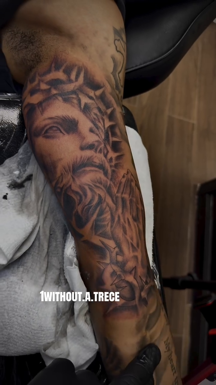 Tattoo by @1without.a.trece — black_and_grey, realism