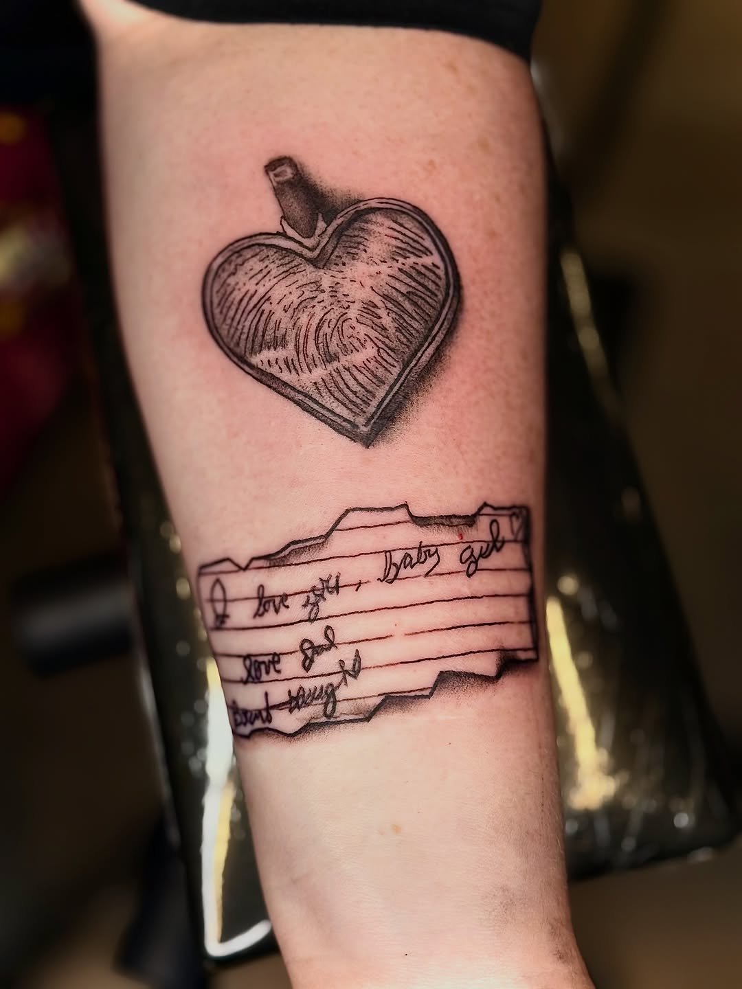 Tattoo by @artbyjennyc — black_and_grey, lettering_script