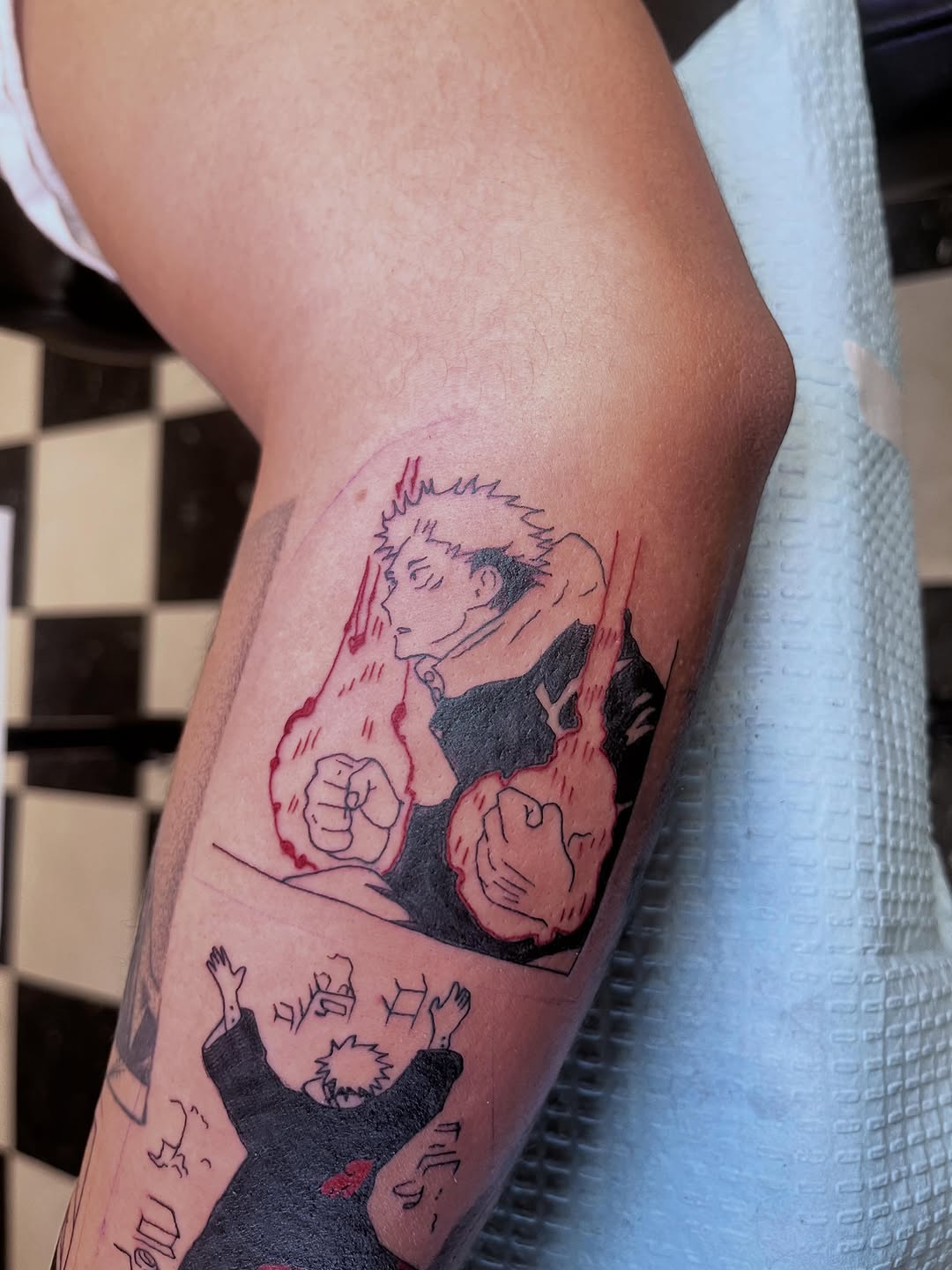 Tattoo by @swanson_tattoos — illustrative, anime