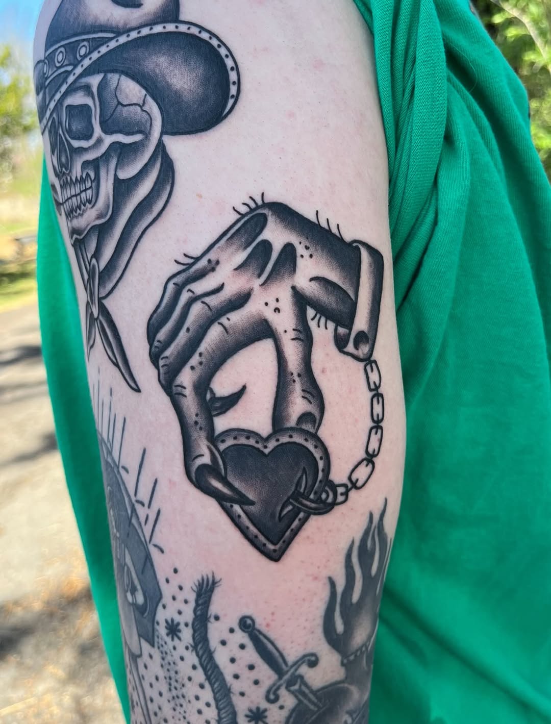 Tattoo by @sleptongroovestattoos — american_traditional, black_and_grey