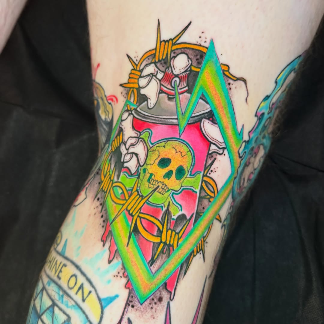 Tattoo by @ryaneugene1 — new_school, trash_polka