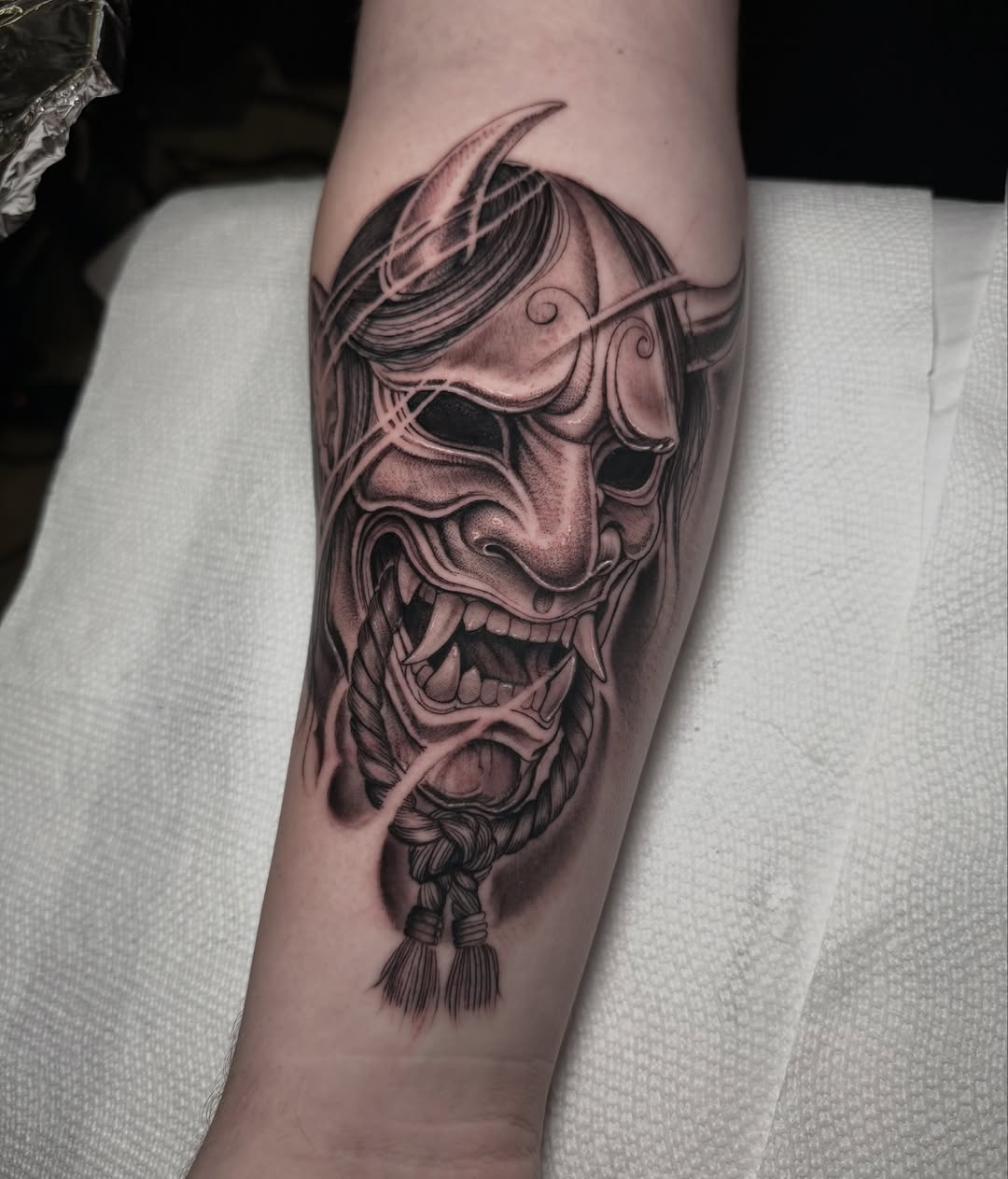 Tattoo by @davidmushaneytattoos — japanese_irezumi, black_and_grey