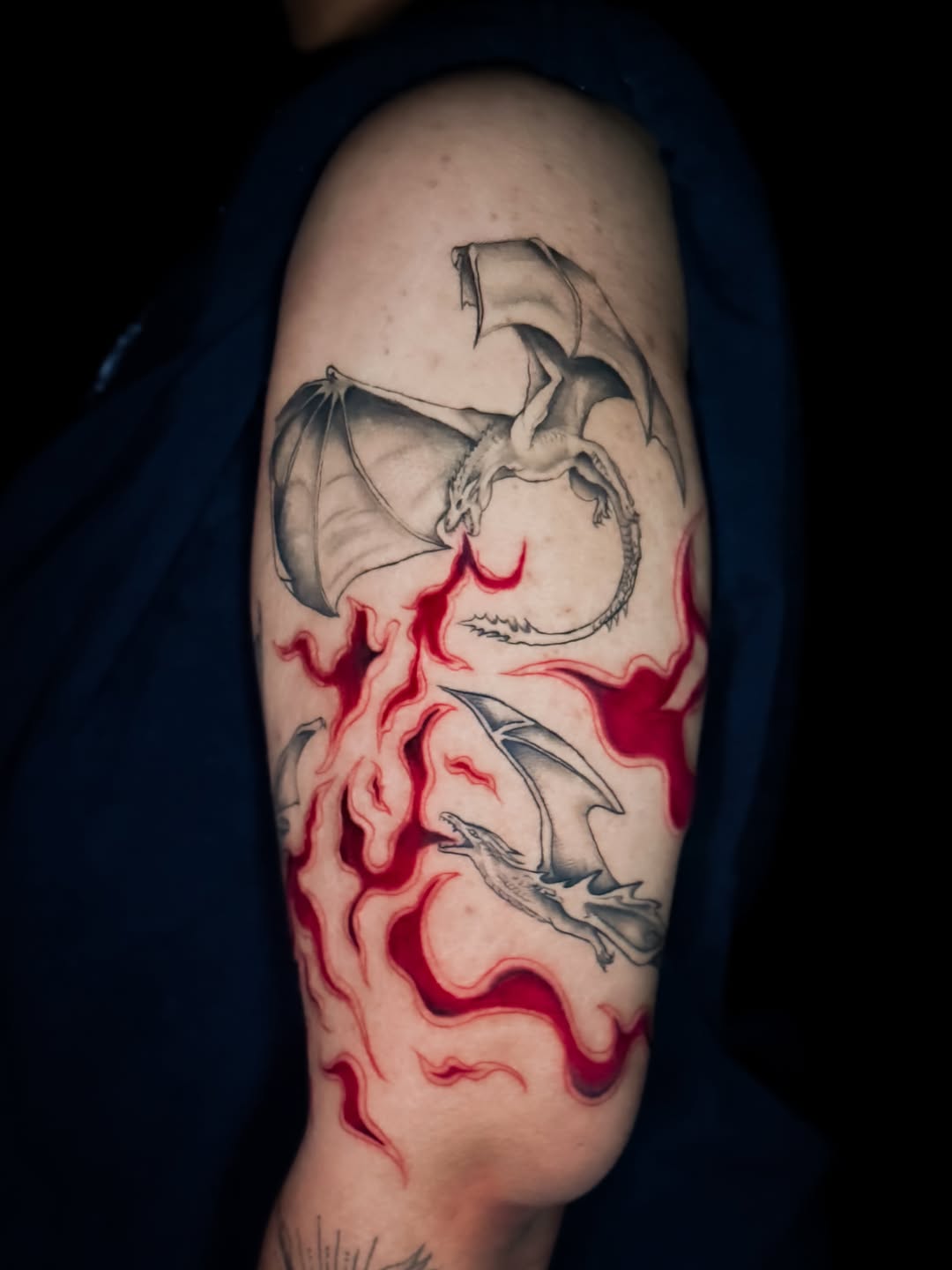 Tattoo by @venom.bodyart — black_and_grey