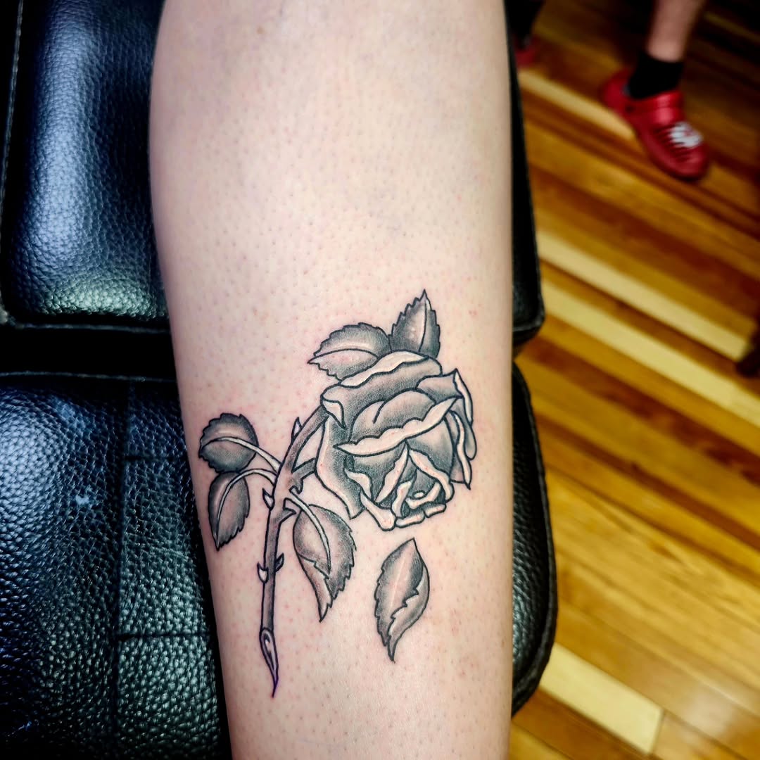 Tattoo by @rockinr33d.tattoos — black_and_grey, illustrative