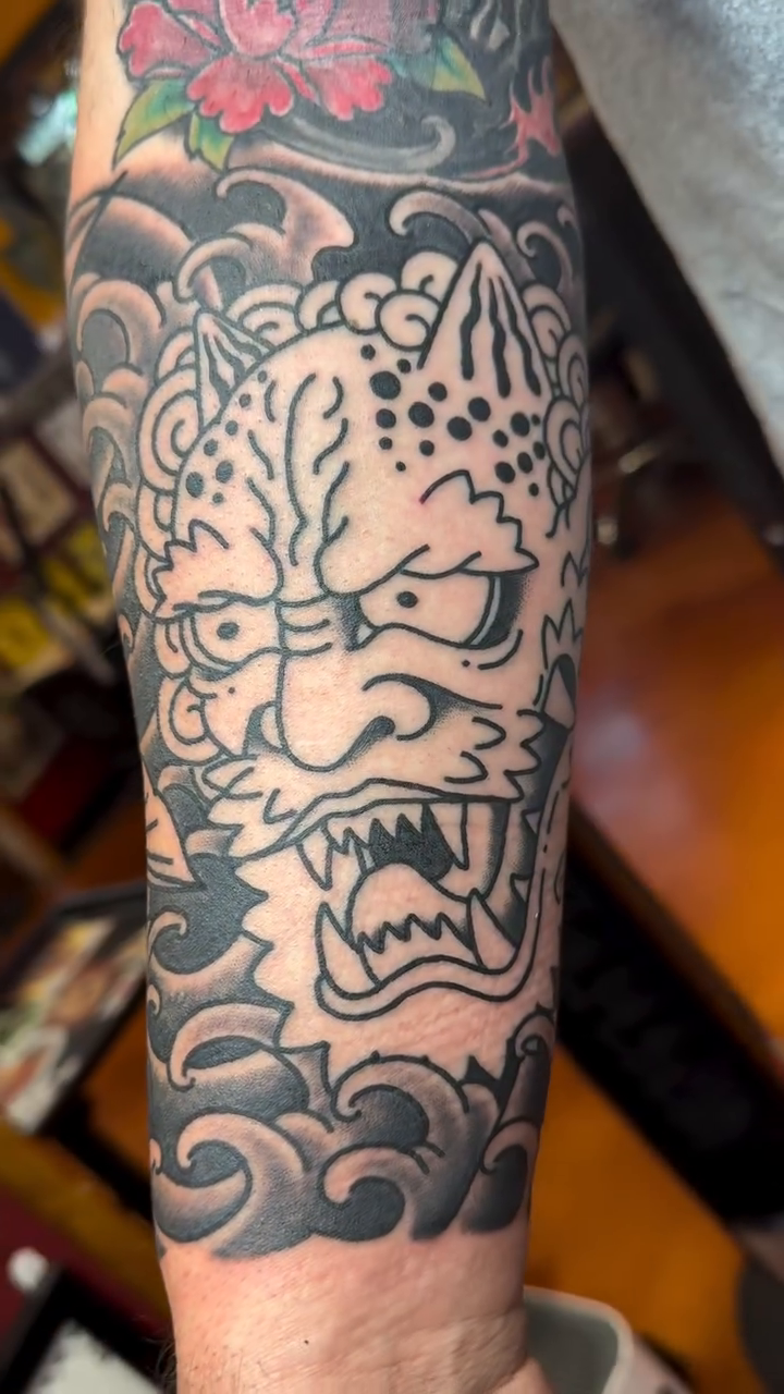 Tattoo by @midwestrick_ht — japanese_irezumi, black_and_grey