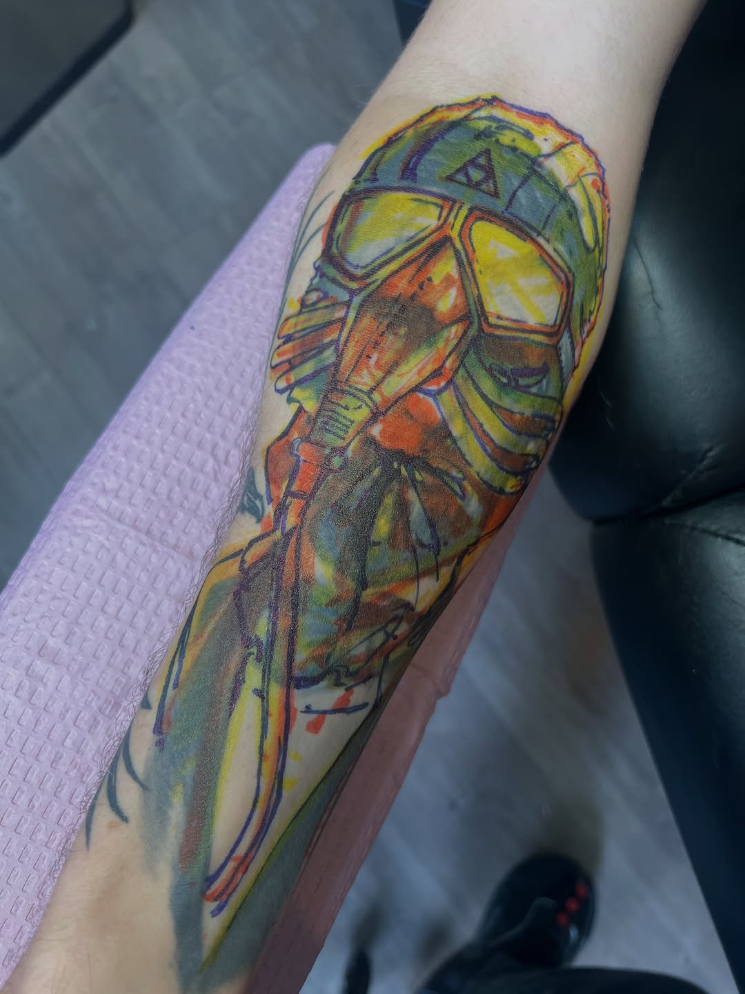 Tattoo by @owenmakesart — illustrative, trash_polka