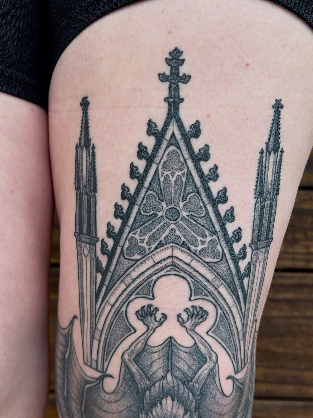 Tattoo by @scruffy_tattooer — black_and_grey, dotwork