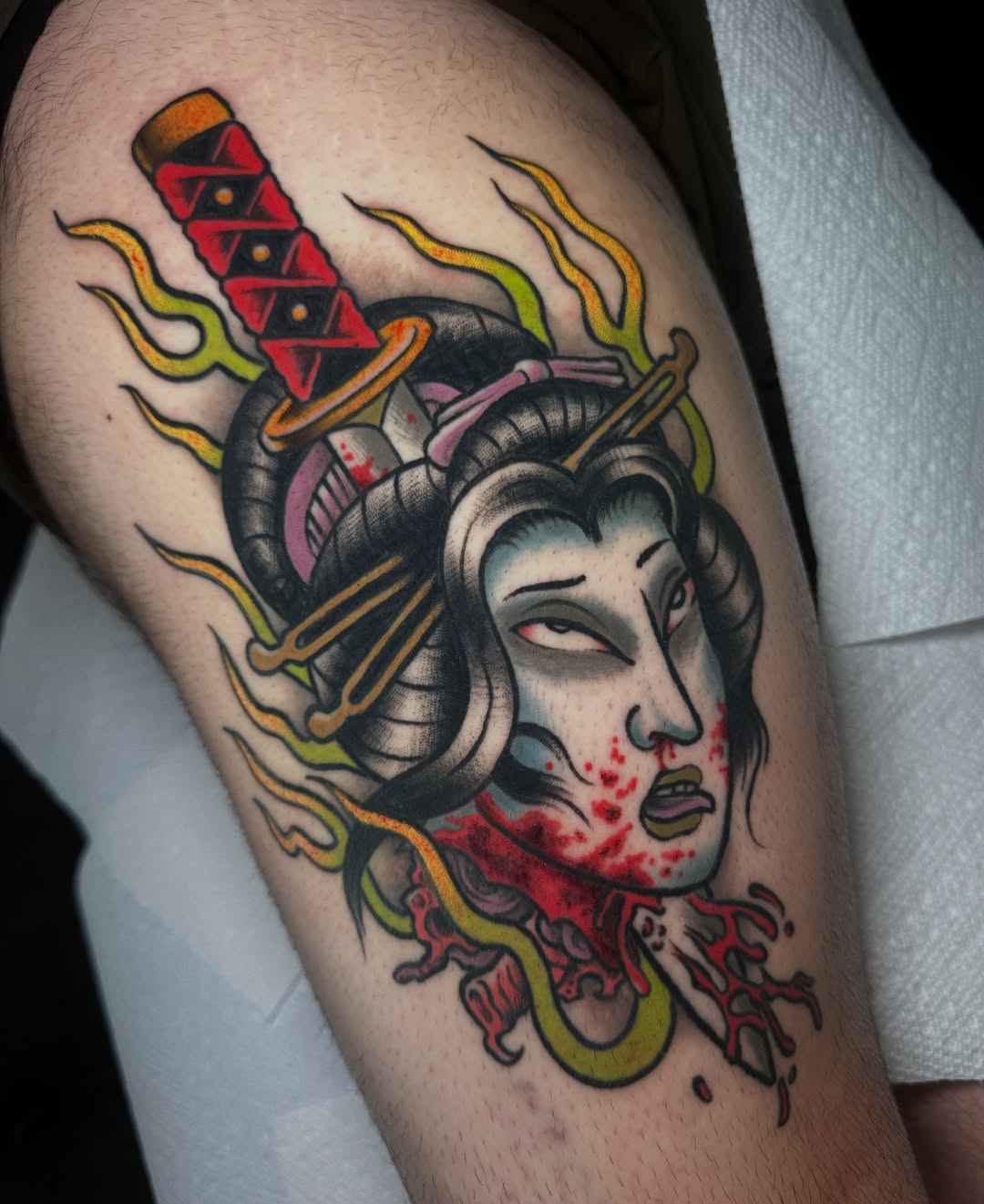 Tattoo by @caitycat.tattoos — american_traditional, japanese_irezumi