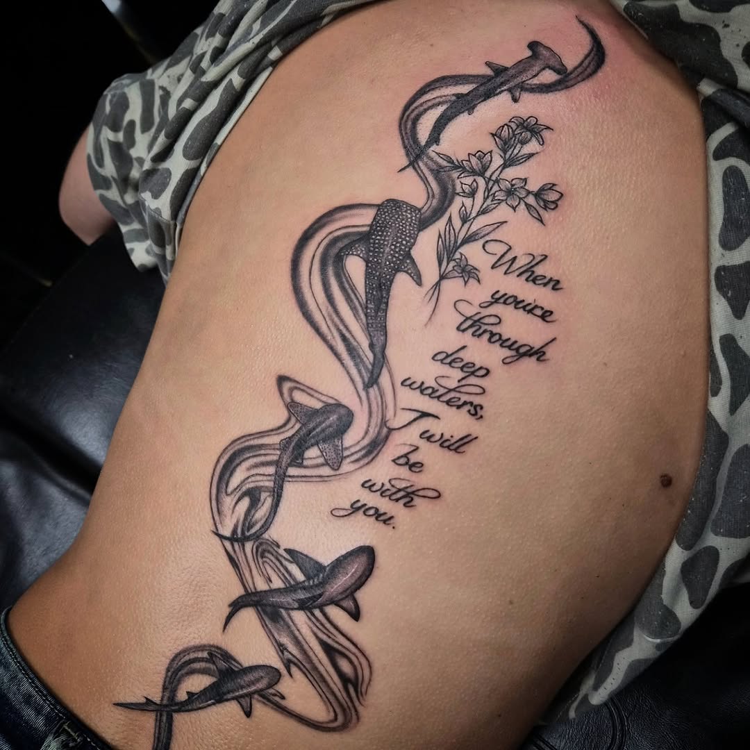 Tattoo by @lovelylyla.tatts — black_and_grey, lettering_script