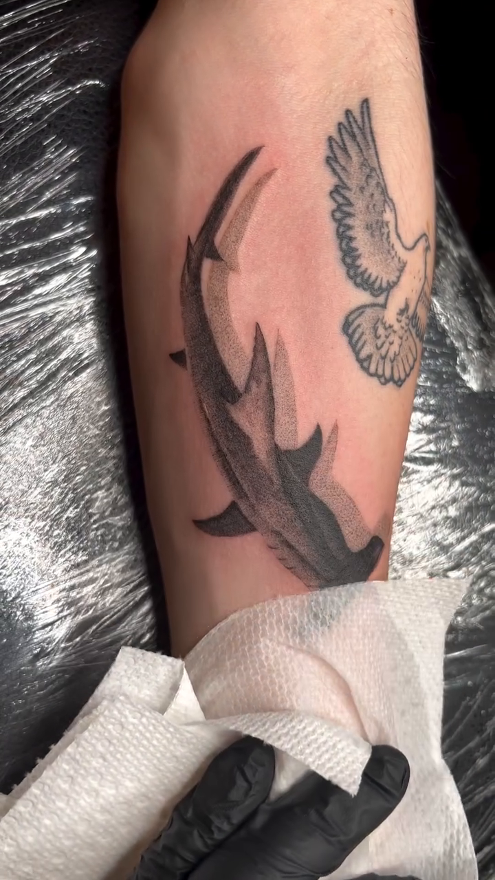 Tattoo by @a.real.otaku.tattoos — black_and_grey, illustrative