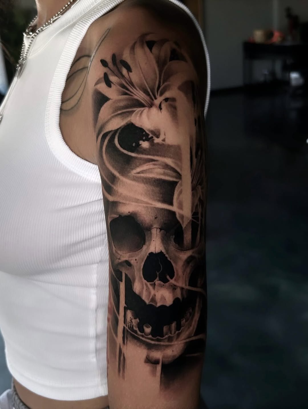 Tattoo by @cxrsmeiertattoos — realism, black_and_grey