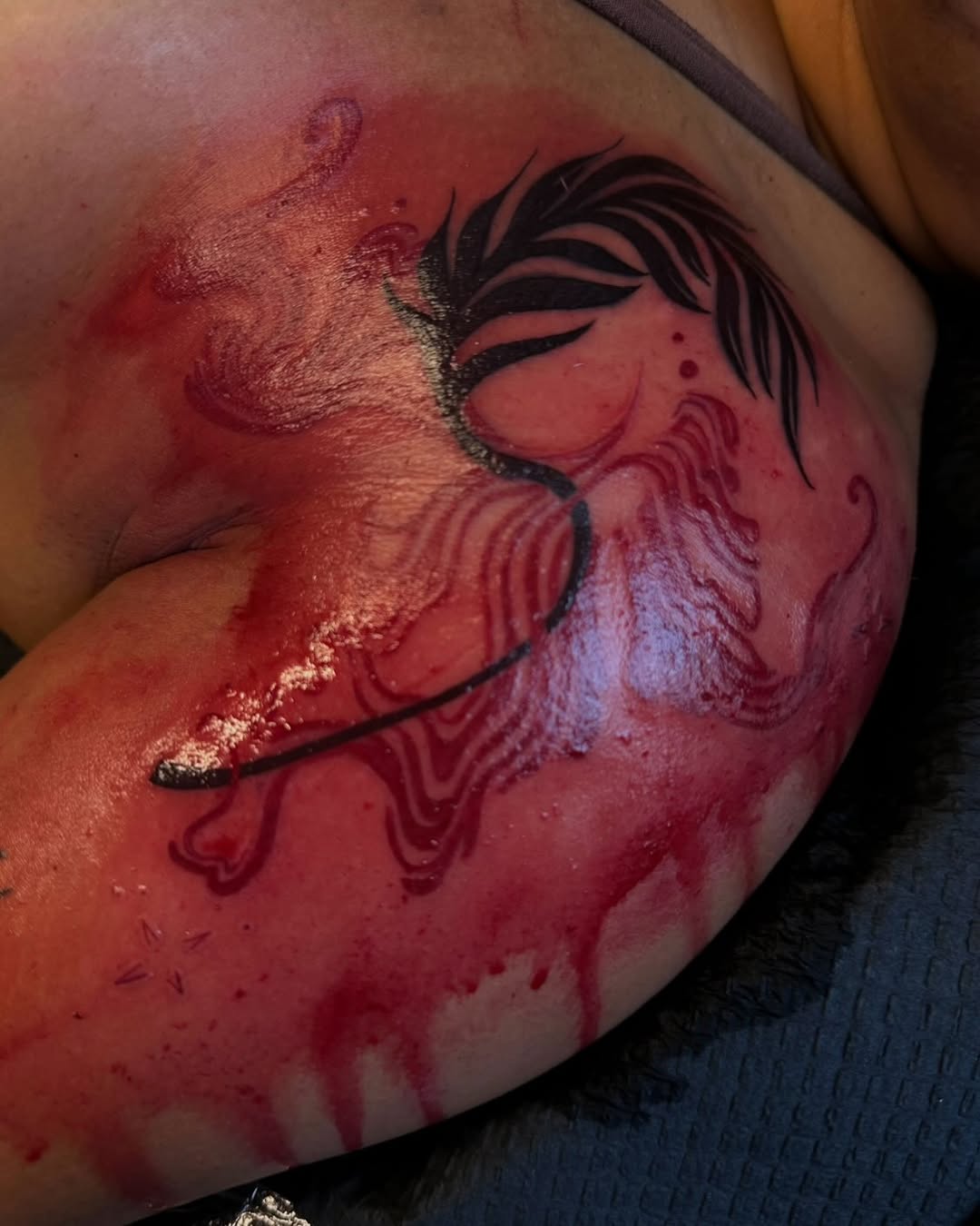 Tattoo by @irezumijun — blackwork