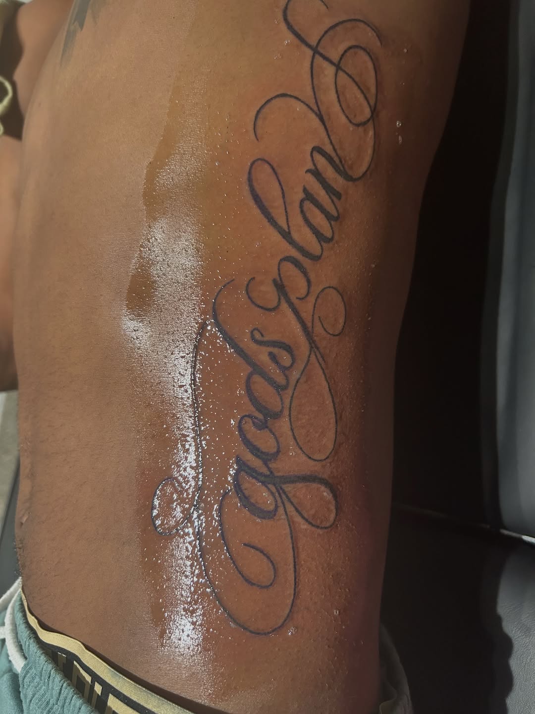 Tattoo by @tatzbythadon โ lettering_script, fine_line
