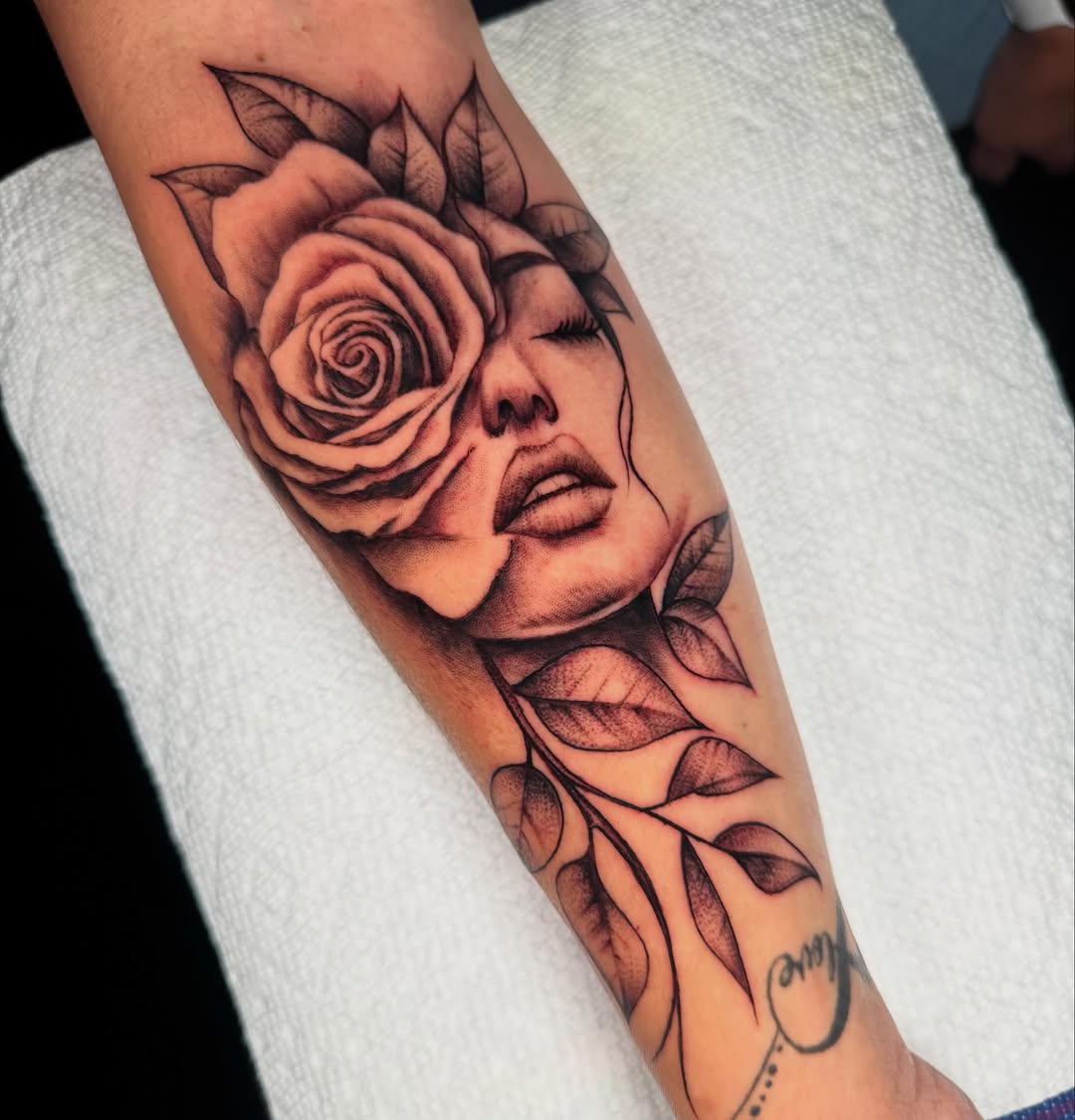 Tattoo by @playboy_script_ β black_and_grey, realism