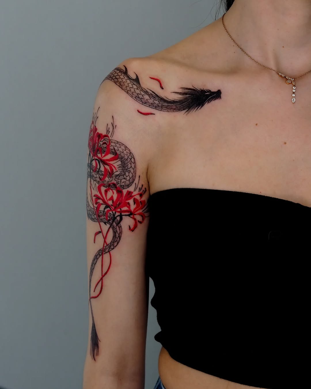 Tattoo by @mk_tt__ — japanese_irezumi, black_and_grey
