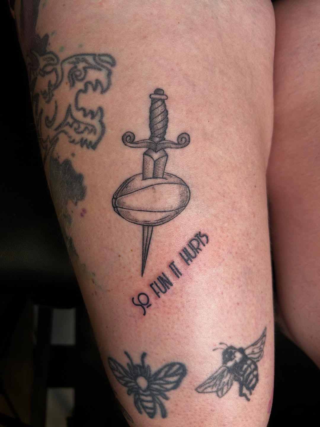 Tattoo by @lilbit.tat โ illustrative, lettering_script