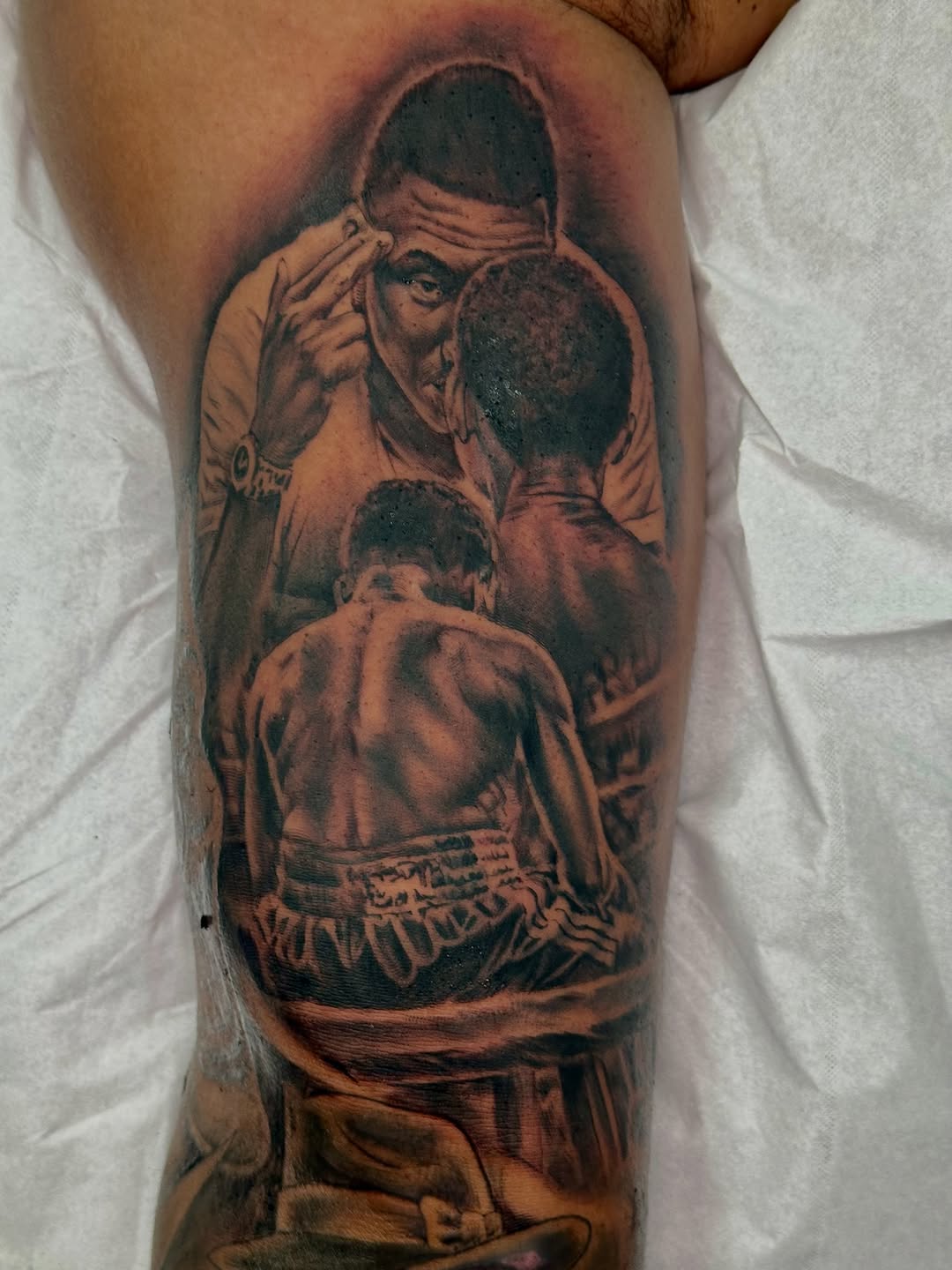 Tattoo by @guinn_art_tatts — realism, black_and_grey