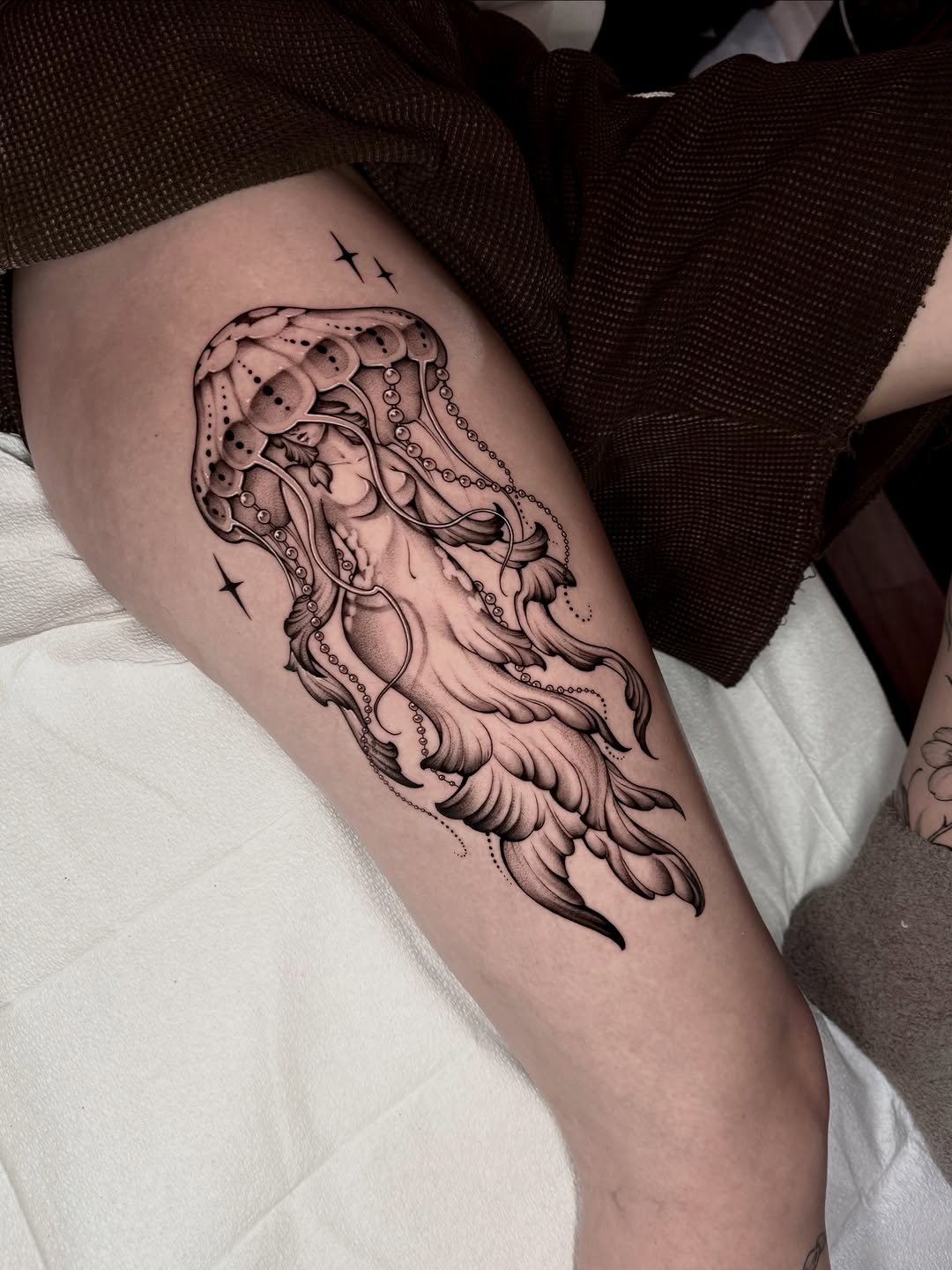 Tattoo by @kathrynsemusart — illustrative, black_and_grey