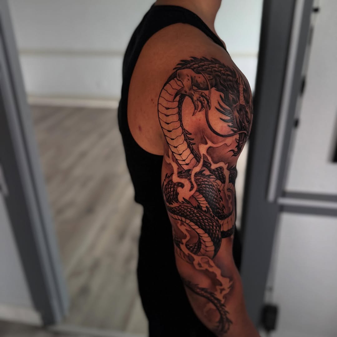 Tattoo by @isiahtats — blackwork, black_and_grey