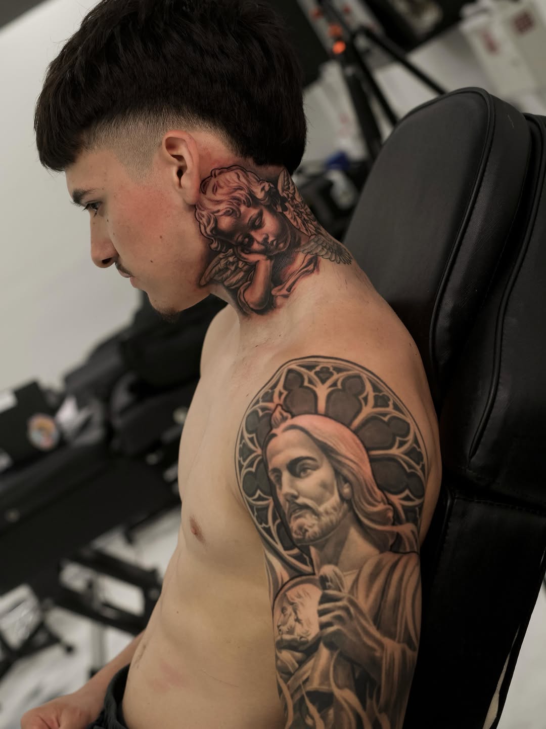 Tattoo by @reyolivarestattoos โ realism, black_and_grey