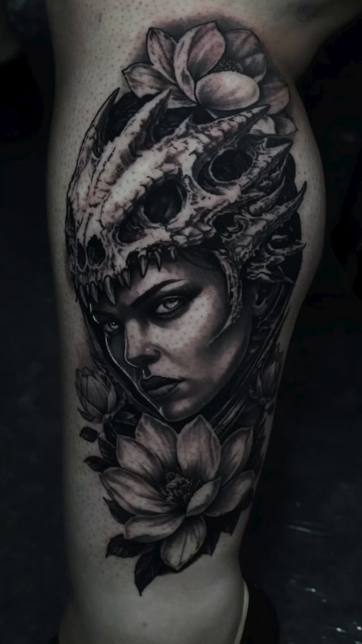 Tattoo by @kontakt90 — dark_realism, black_and_grey