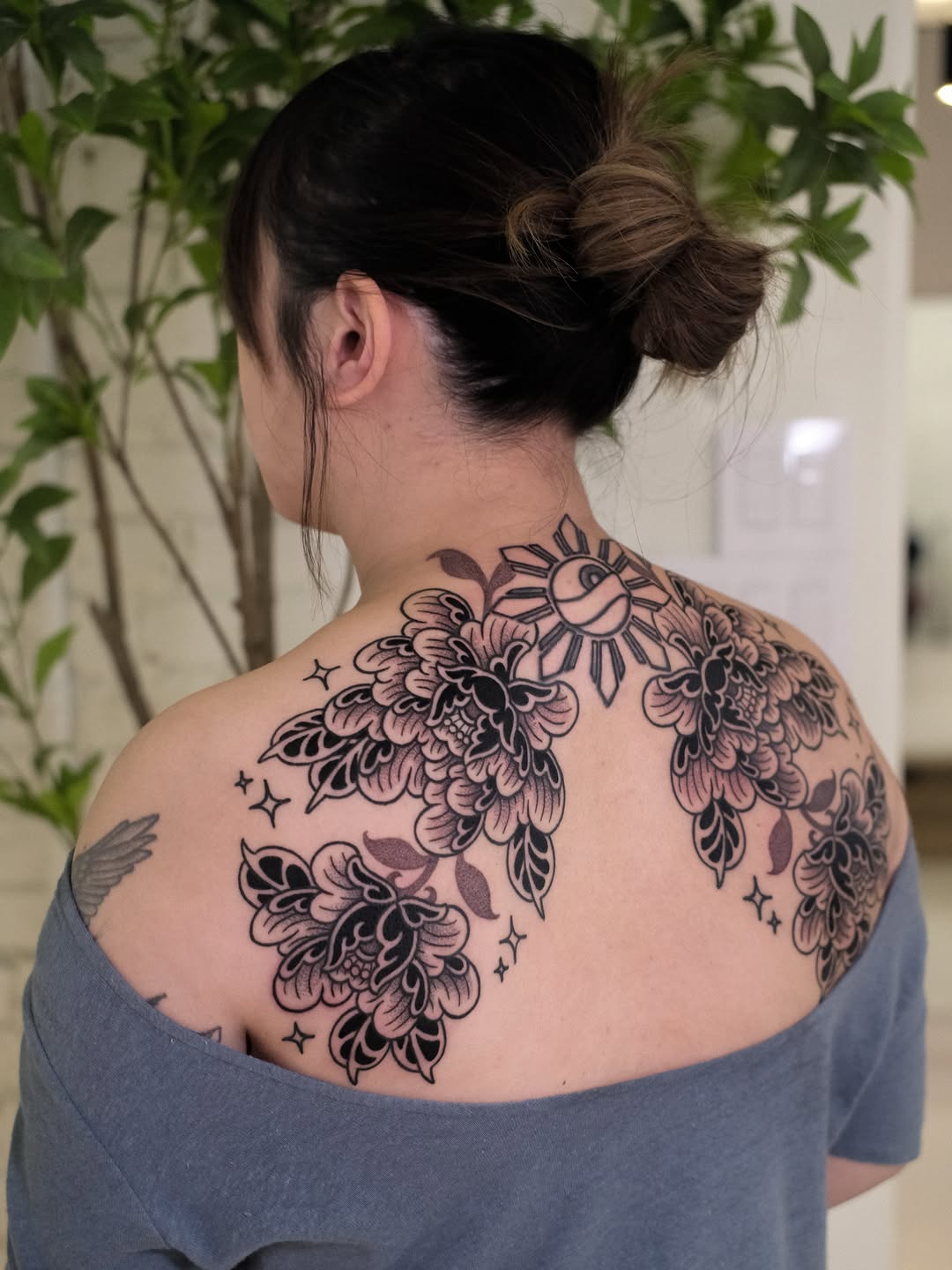 Tattoo by @miyookstattoo — blackwork, illustrative