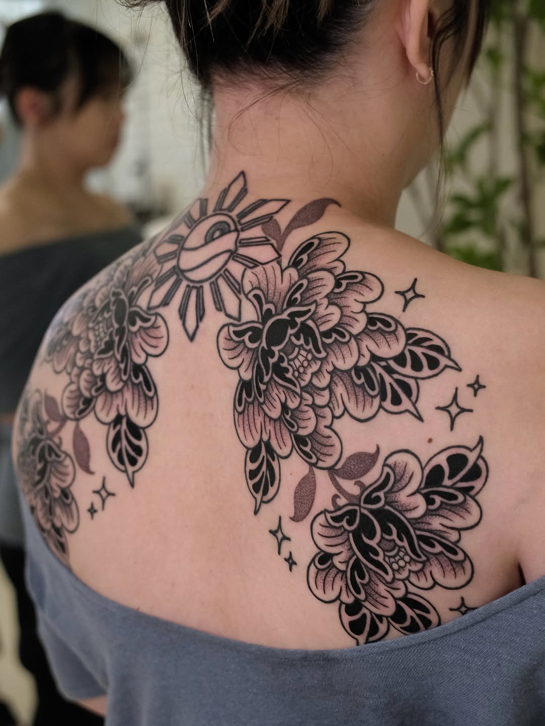 Tattoo by @miyookstattoo — blackwork, illustrative