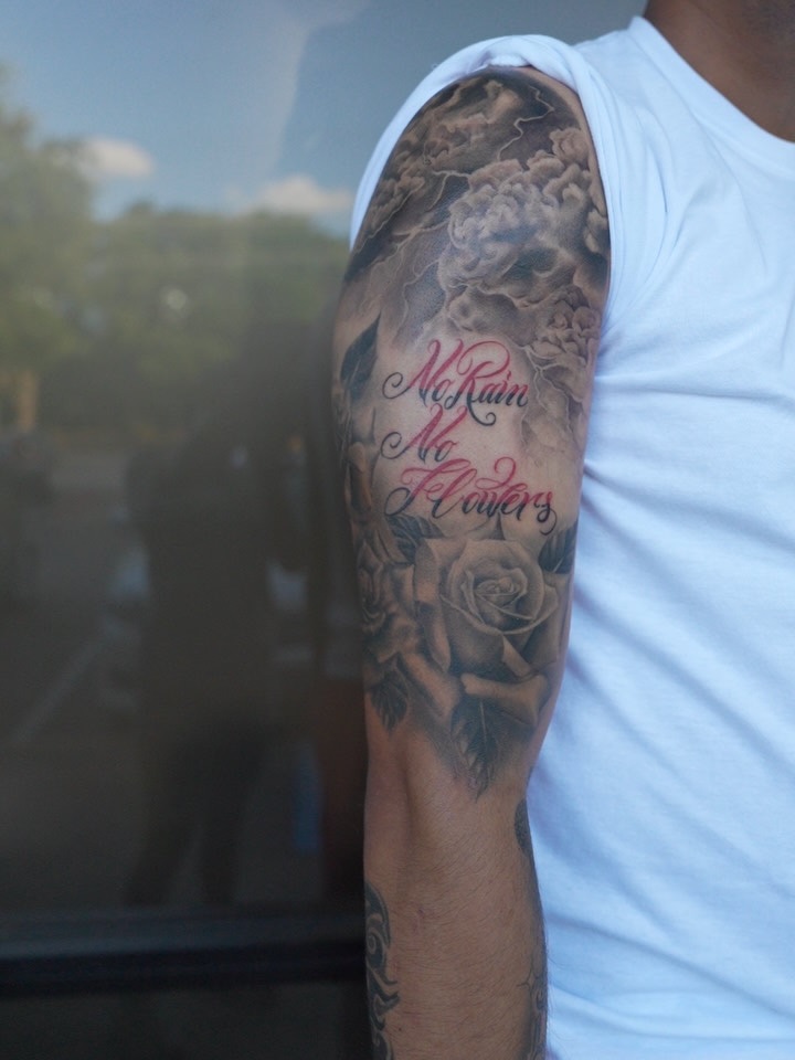 Tattoo by @blazingtatts โ black_and_grey, lettering_script