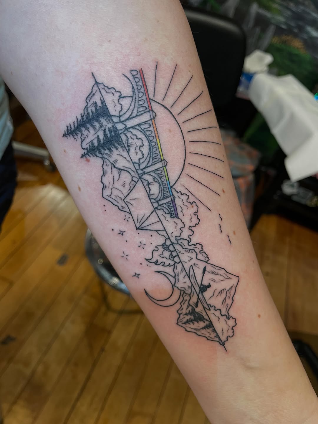 Tattoo by @lakethetattooer — illustrative, geometric