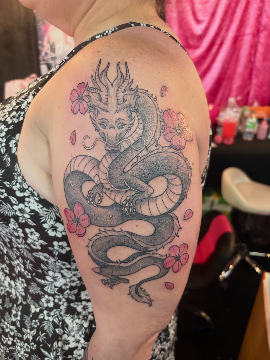 Tattoo by @skaikattcxart — japanese_irezumi, black_and_grey