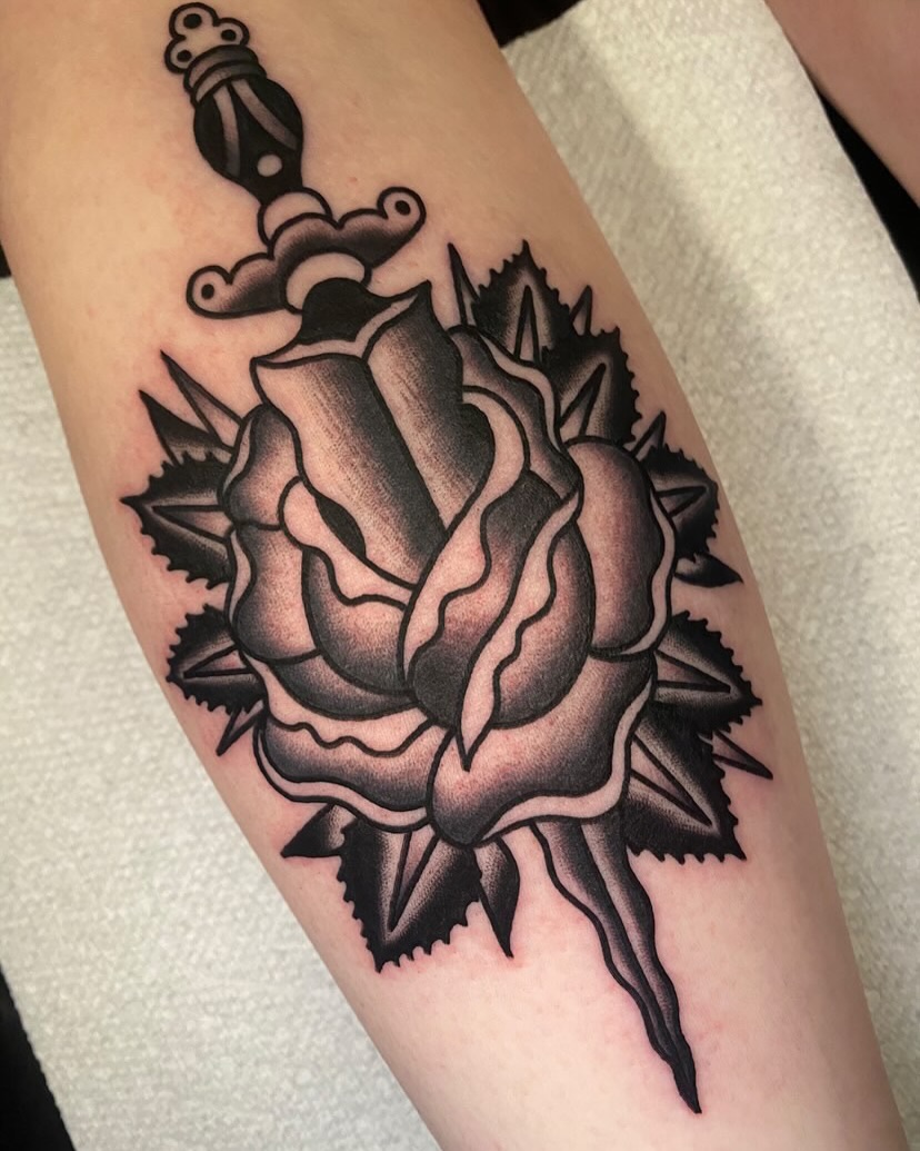 Tattoo by @tattoosbybraddock — american_traditional, black_and_grey
