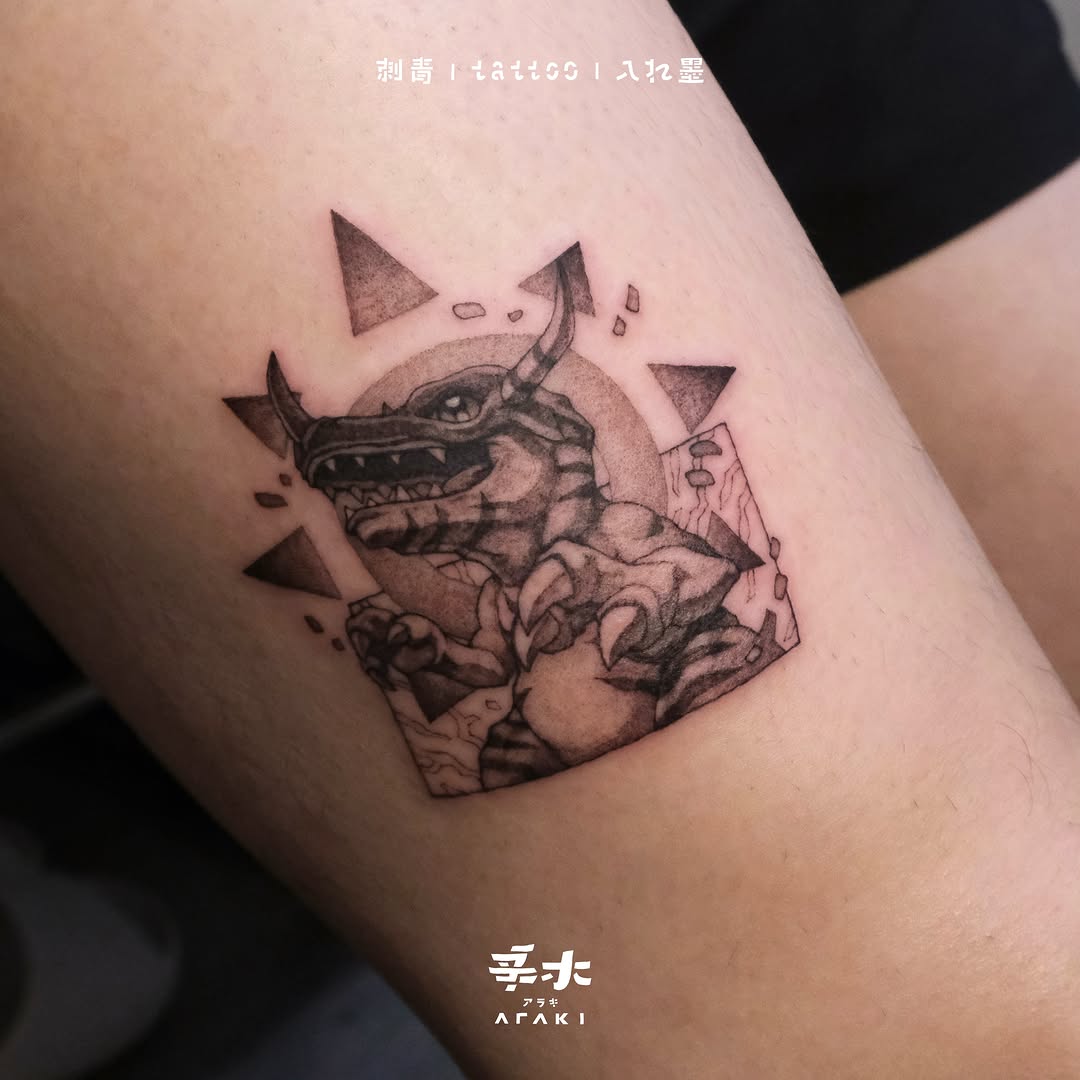 Tattoo by @araki_tattoo — anime, geometric
