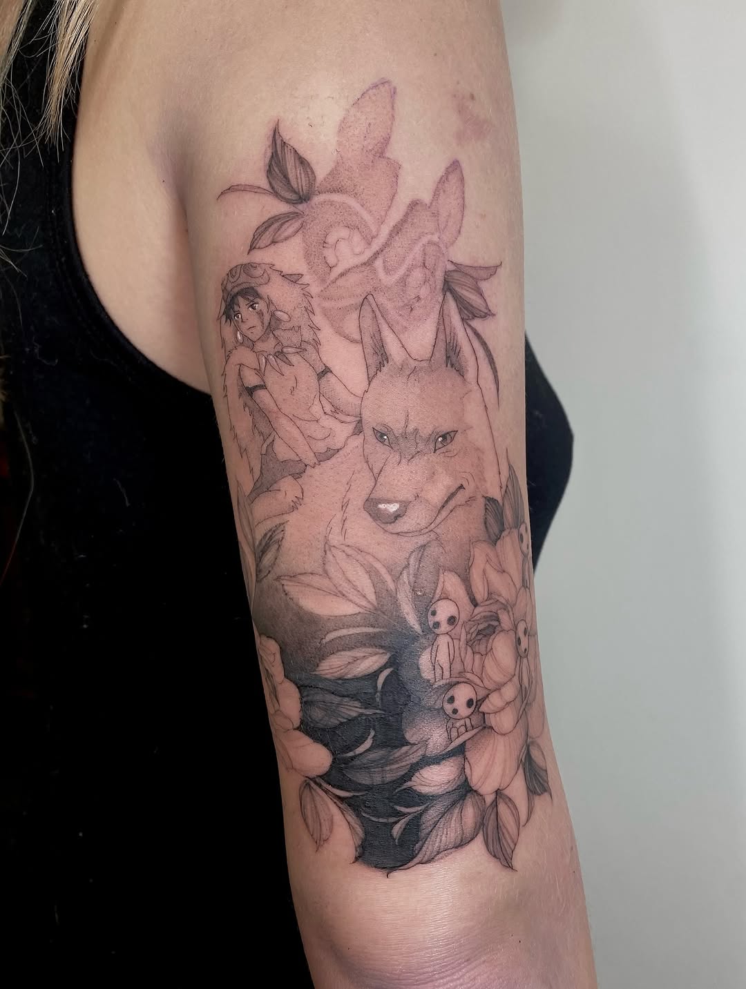 Tattoo by @alexaviolet.ink — anime, black_and_grey