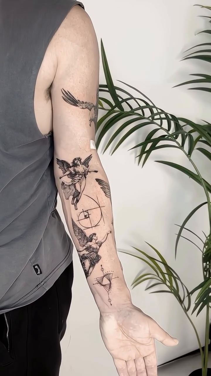 Tattoo by @circletattoo.katniss — illustrative, black_and_grey