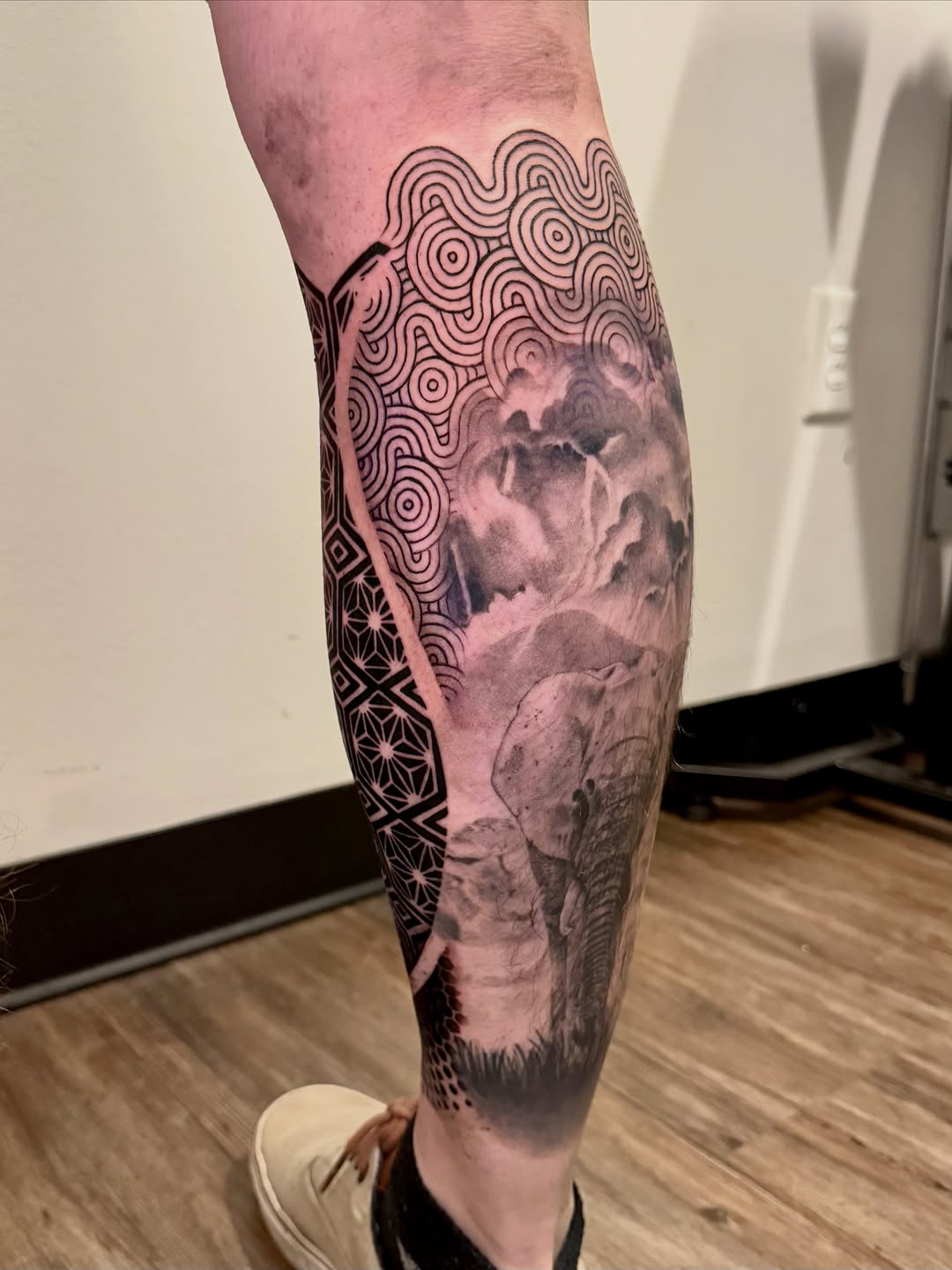 Tattoo by @tattoosbytatum_ — black_and_grey, geometric