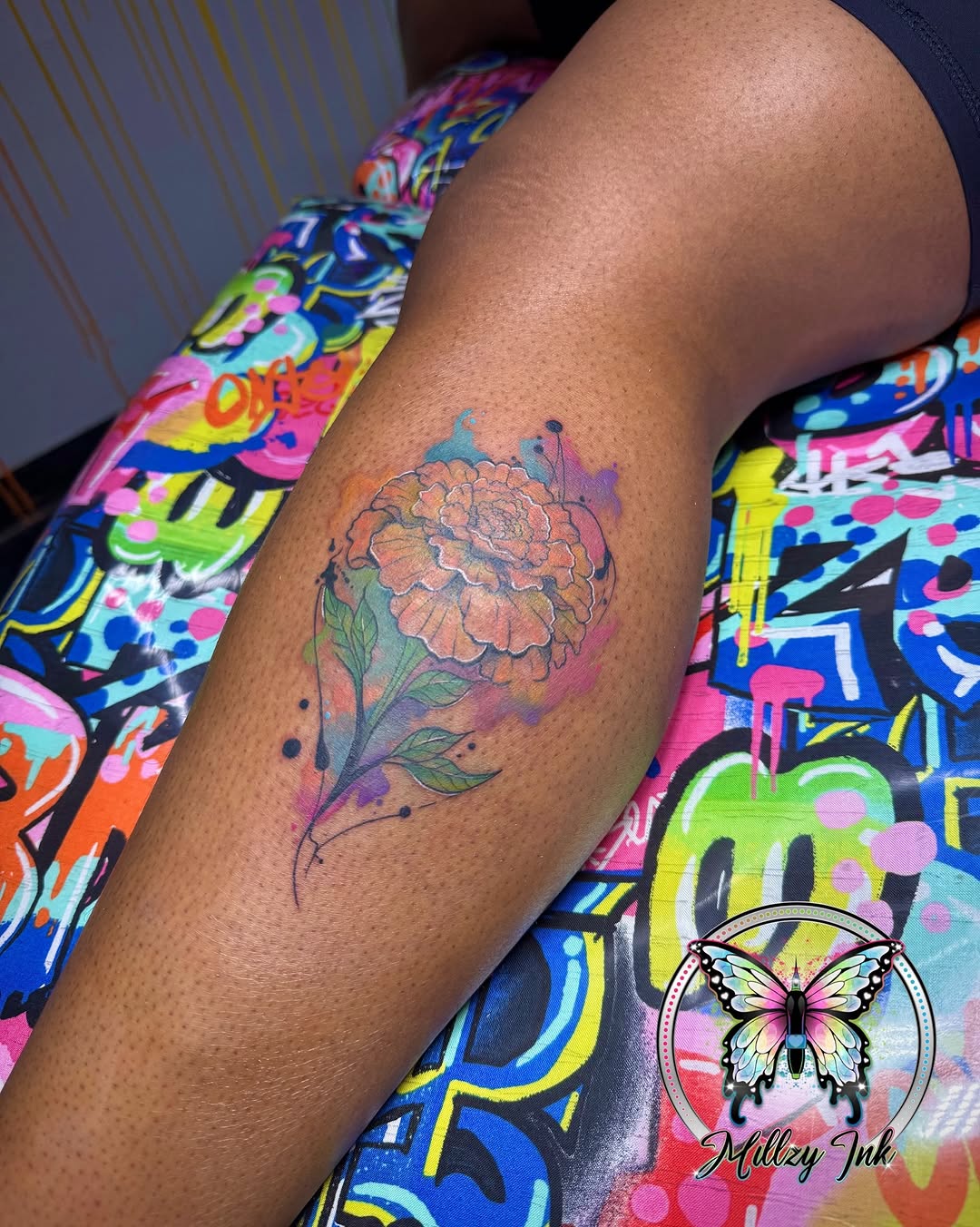 Tattoo by @millzyink — watercolor, fine_line