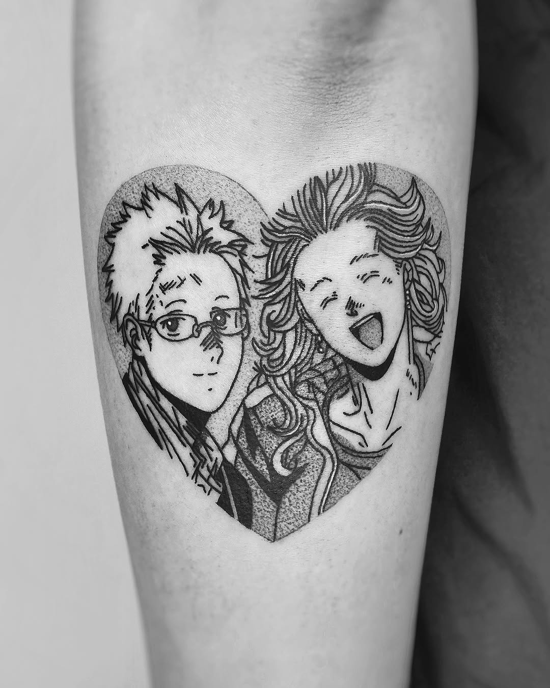 Tattoo by @rika.loli.lady — anime, dotwork