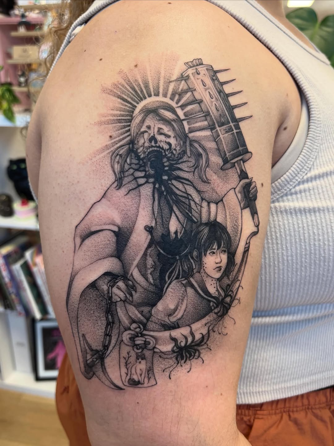 Tattoo by @joelytattoos — dark_realism, black_and_grey